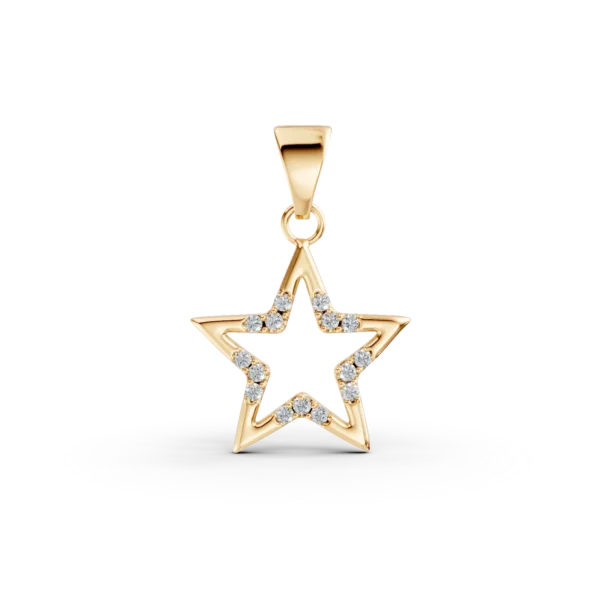 Pandantiv stea din aur galben cu zirconii