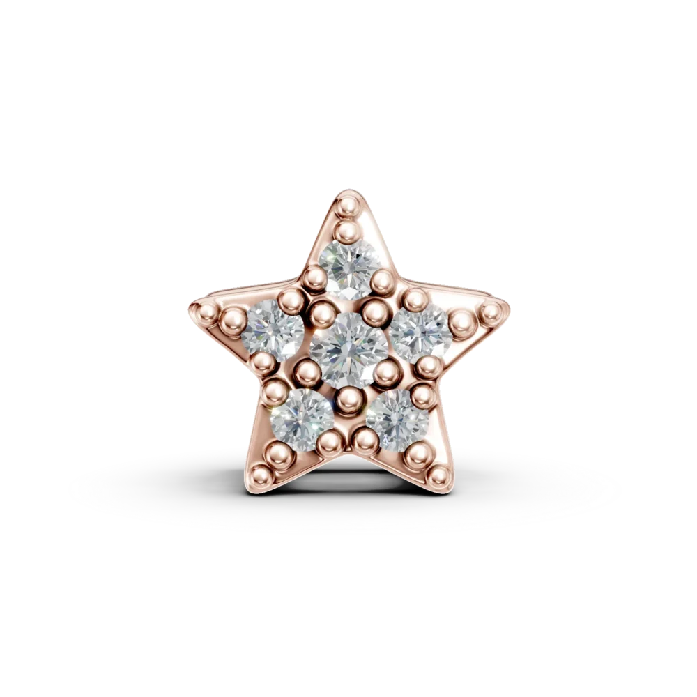 Pandantiv stea din aur roz cu diamante de 0.05ct
