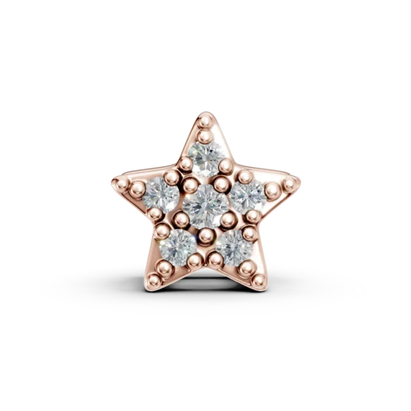 Pandantiv stea din aur roz cu diamante de 0.05ct