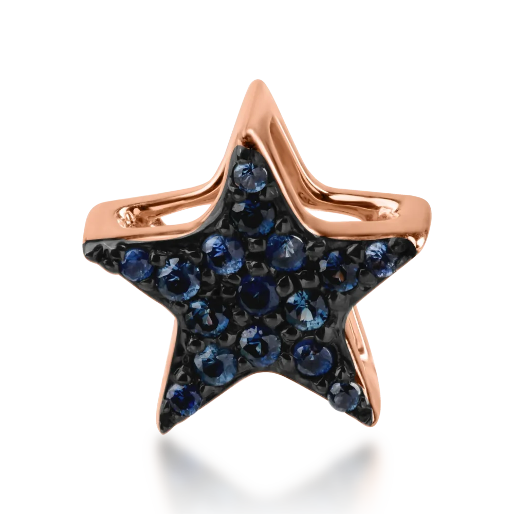 Pandantiv stea din aur roz cu safire de 0.1ct