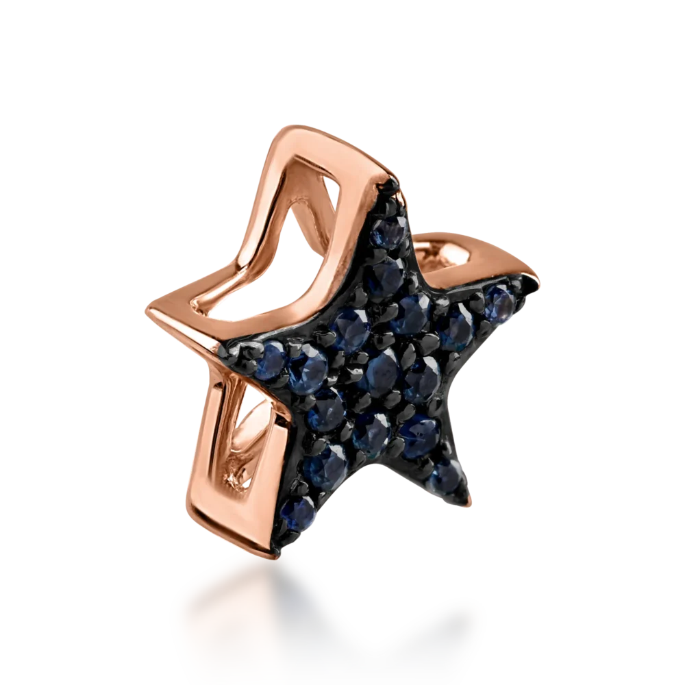 Pandantiv stea din aur roz cu safire de 0.1ct - imagine 2