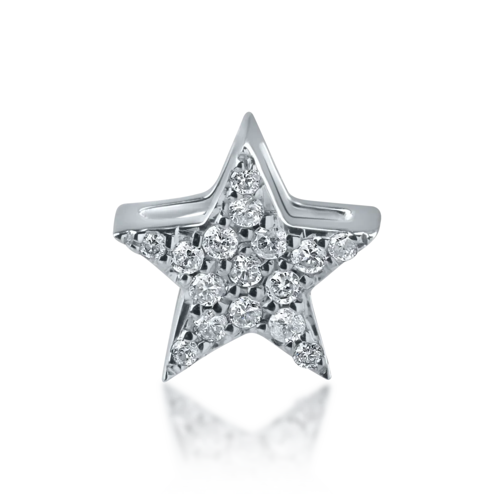 Pandantiv steluta din aur alb cu diamante de 0.07ct