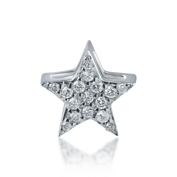 Pandantiv steluta din aur alb cu diamante de 0.07ct