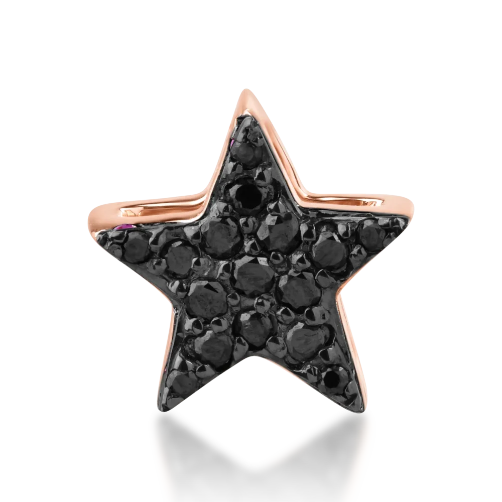 Pandantiv steluta din aur roz cu diamante negre de 0.07ct