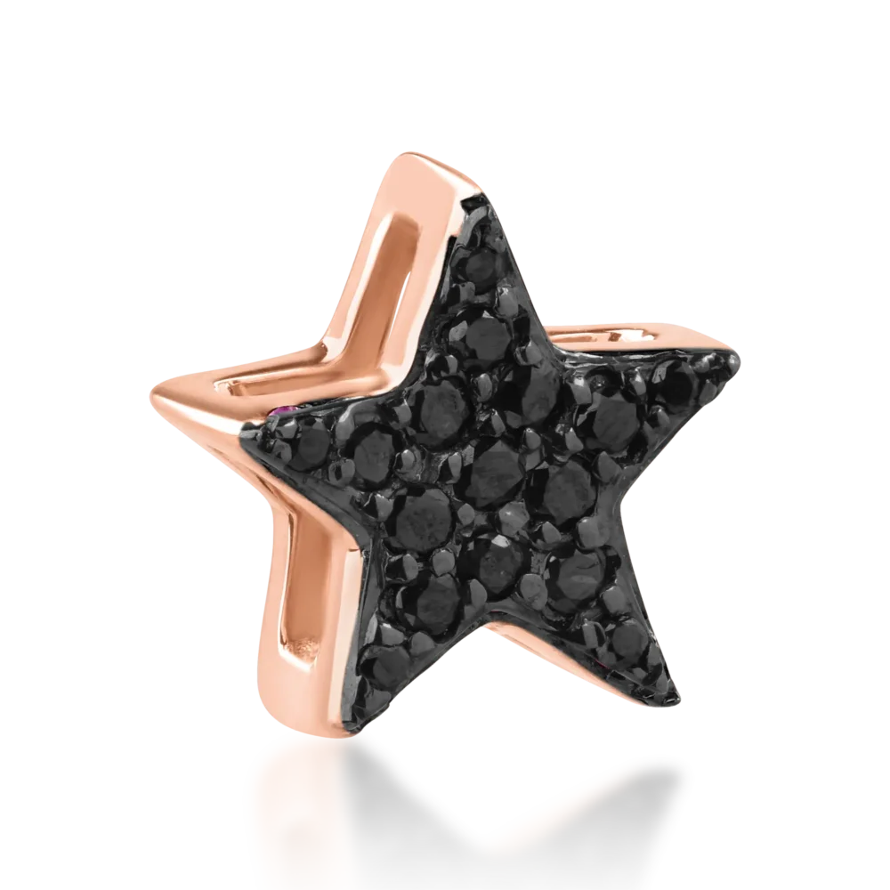 Pandantiv steluta din aur roz cu diamante negre de 0.07ct - imagine 2