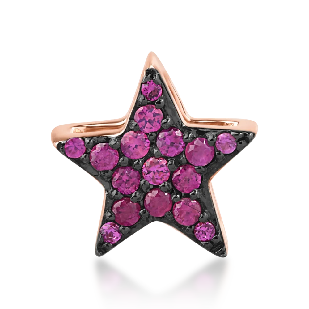 Pandantiv steluta din aur roz cu rubine de 0.1ct