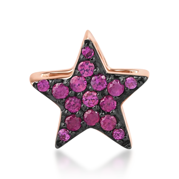 Pandantiv steluta din aur roz cu rubine de 0.1ct