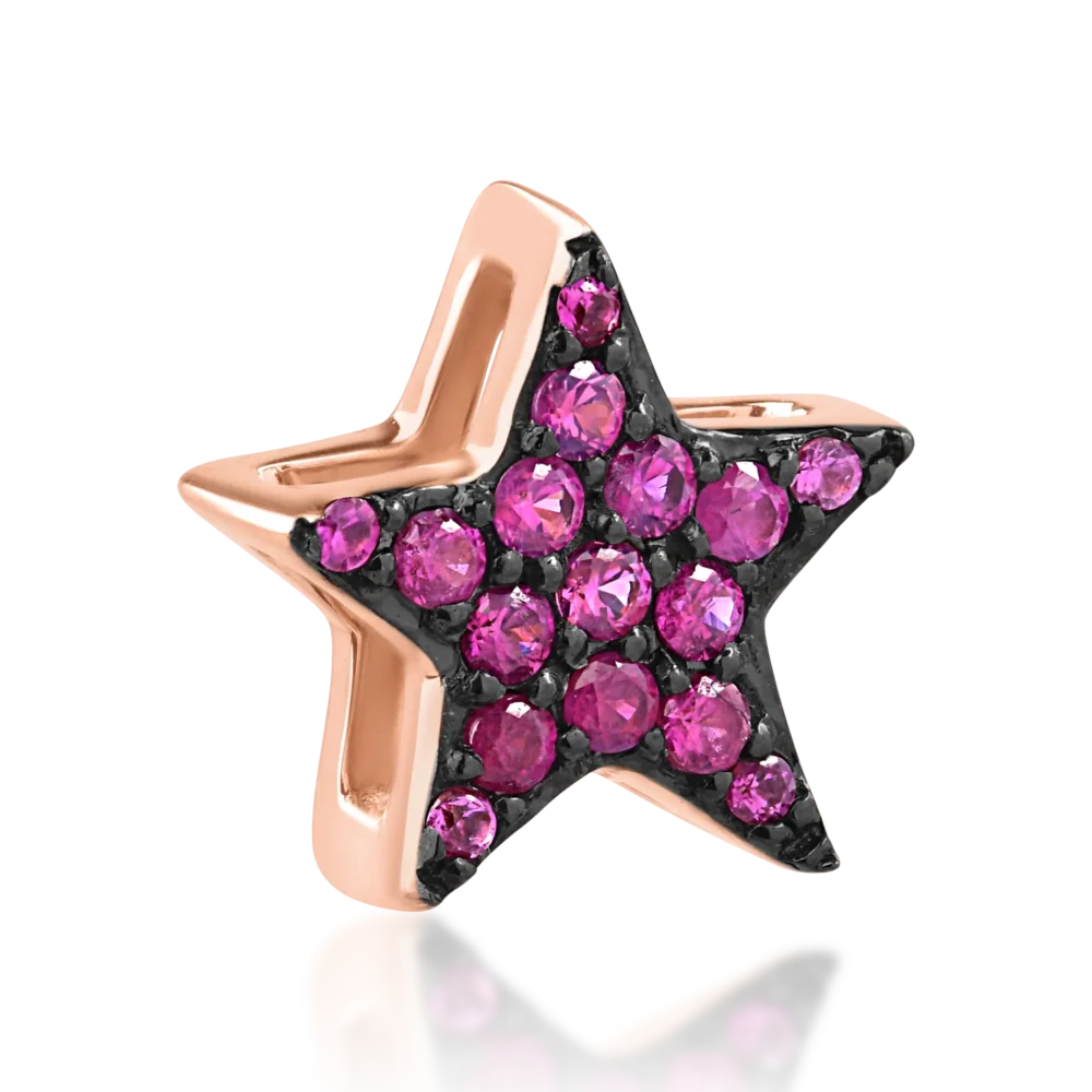 Pandantiv steluta din aur roz cu rubine de 0.1ct - imagine 2