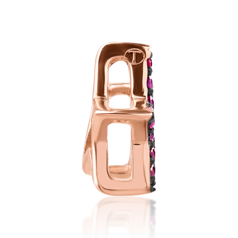 Pandantiv steluta din aur roz cu rubine de 0.1ct - imagine 3