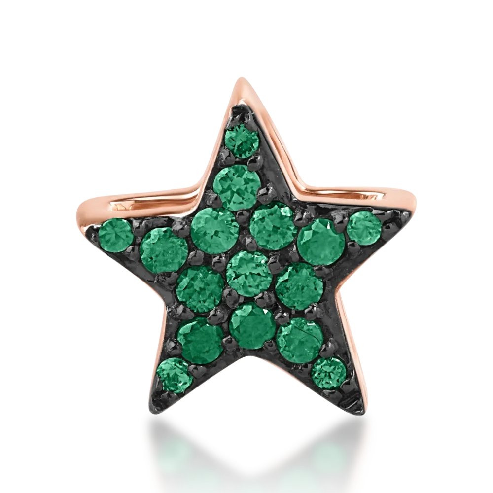 Pandantiv steluta din aur roz cu smaralde de 0.07ct