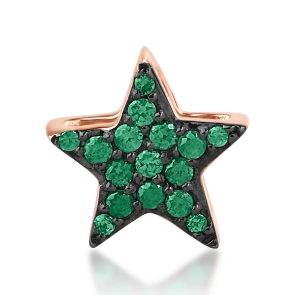 Pandantiv steluta din aur roz cu smaralde de 0.07ct