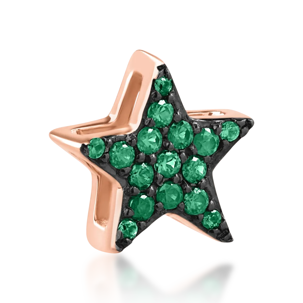 Pandantiv steluta din aur roz cu smaralde de 0.07ct - imagine 2