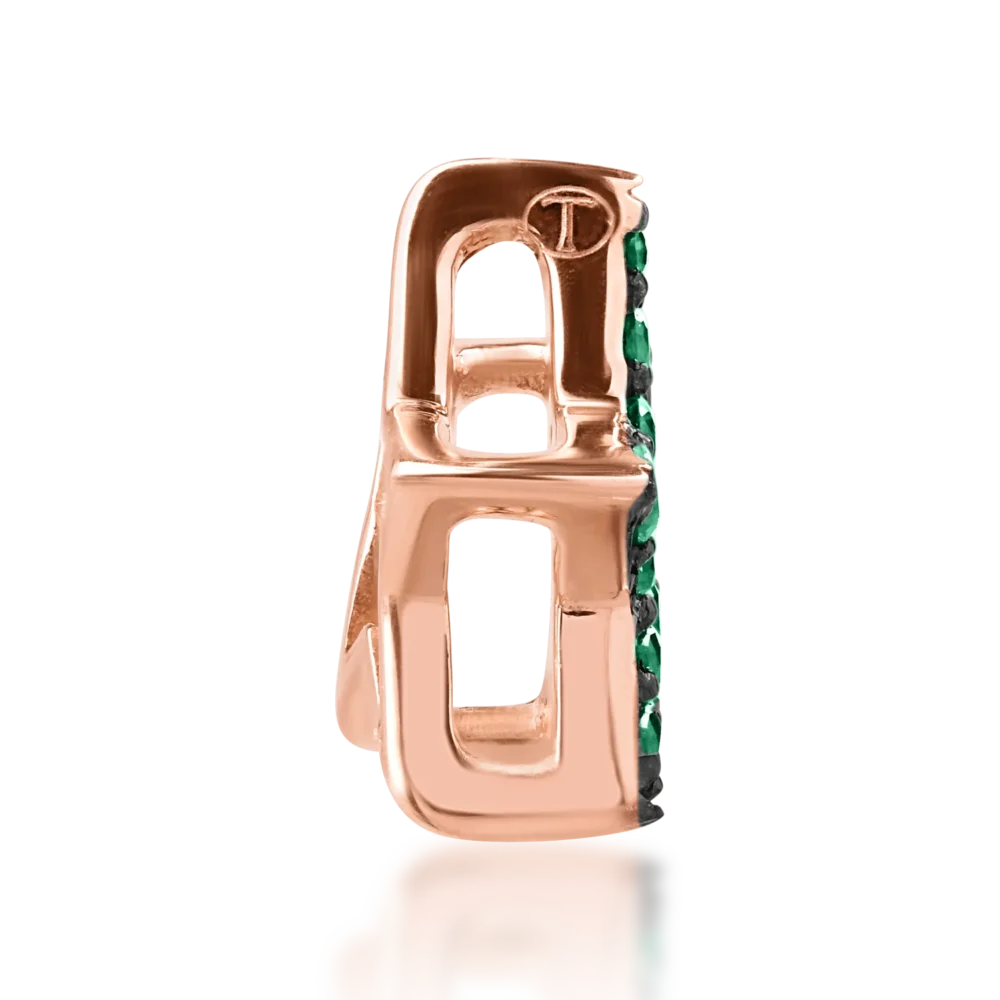 Pandantiv steluta din aur roz cu smaralde de 0.07ct - imagine 3