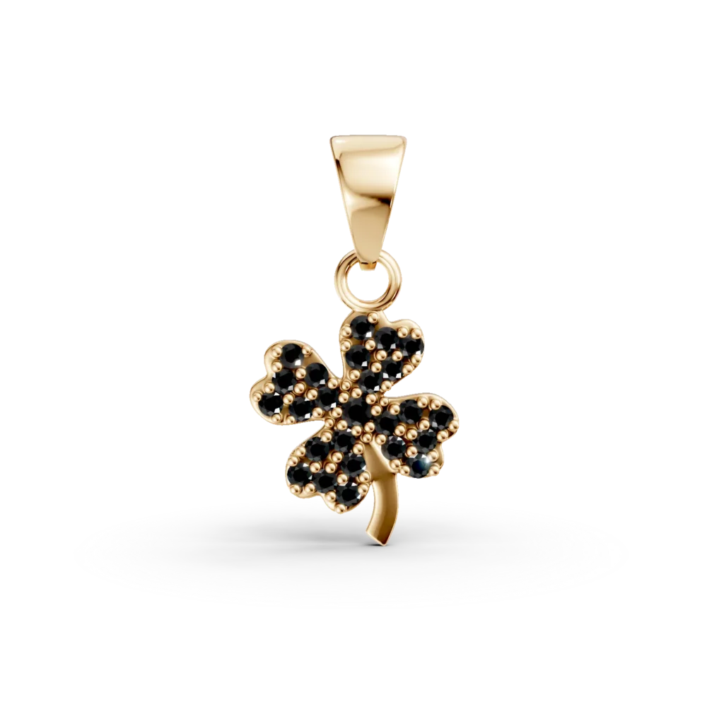 Pandantiv trifoi din aur galben cu zirconii