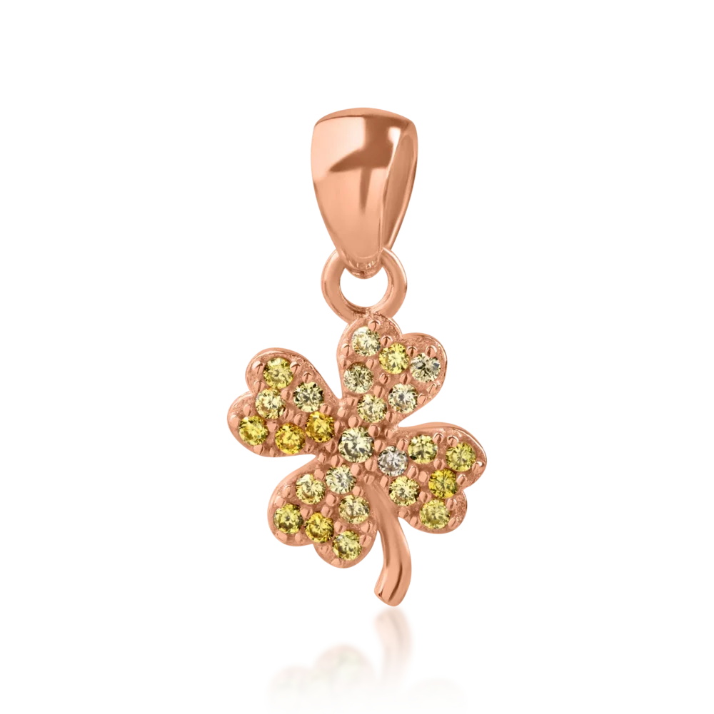 Pandantiv trifoi din aur roz cu zirconii