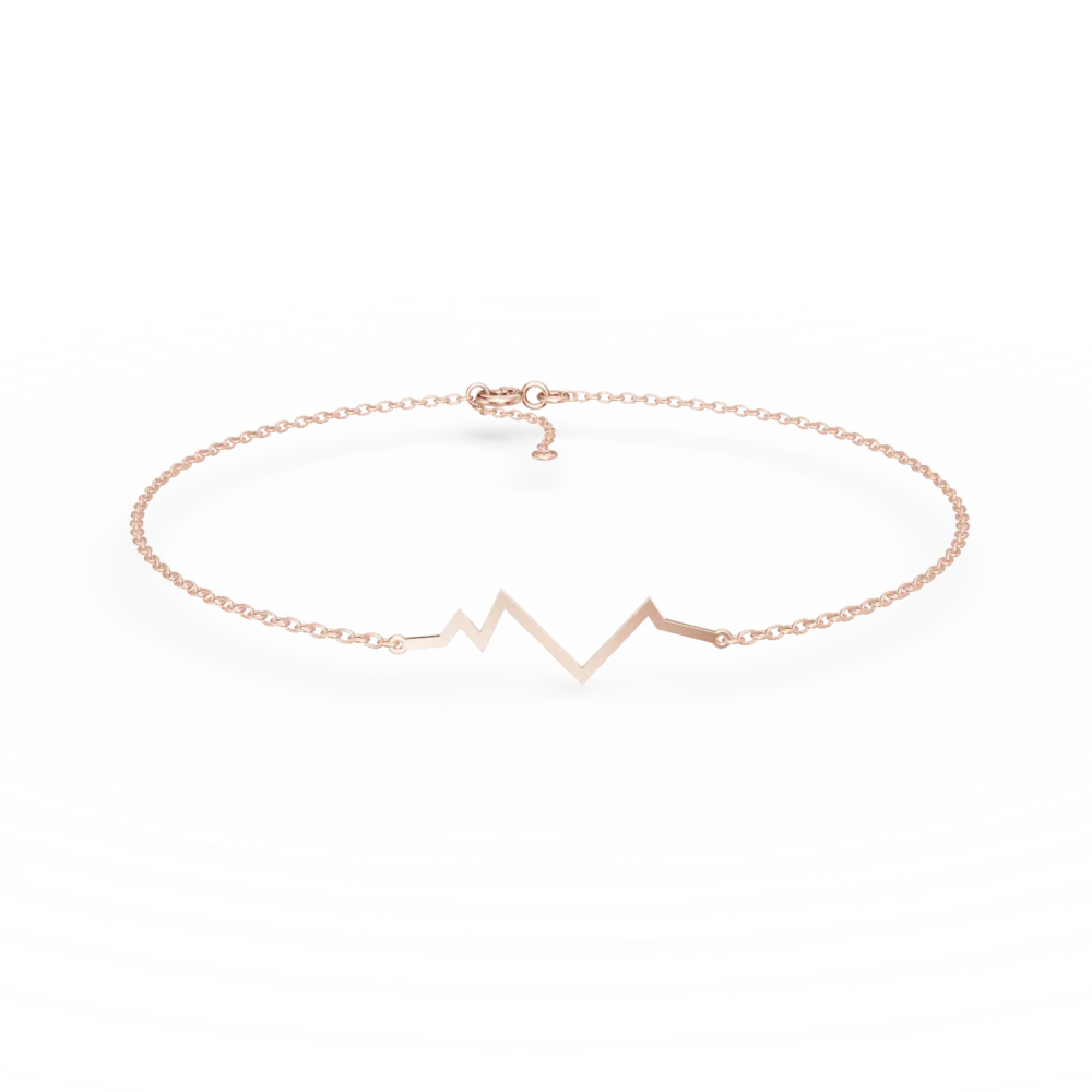 Bratara cu pandantiv pulsul inimii din aur roz