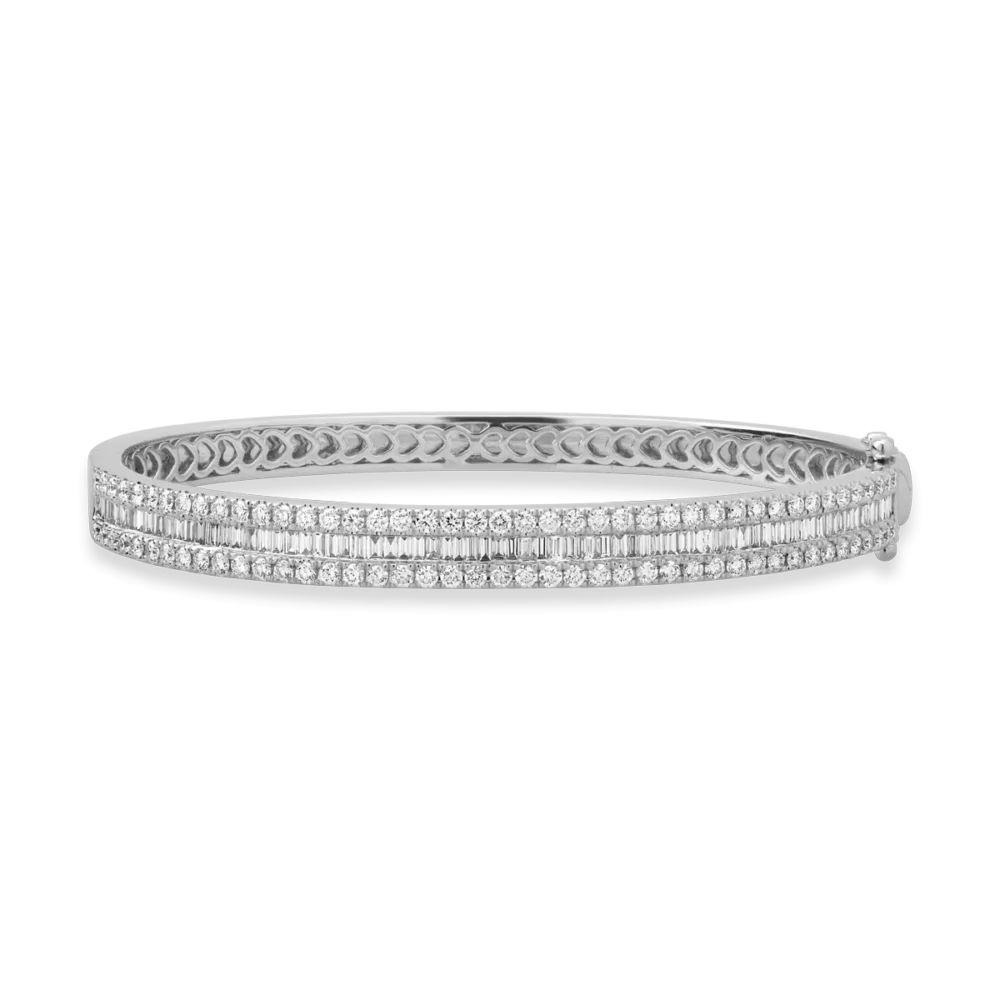 Bratara din aur alb cu diamante baguette si rotunde de 2.67ct