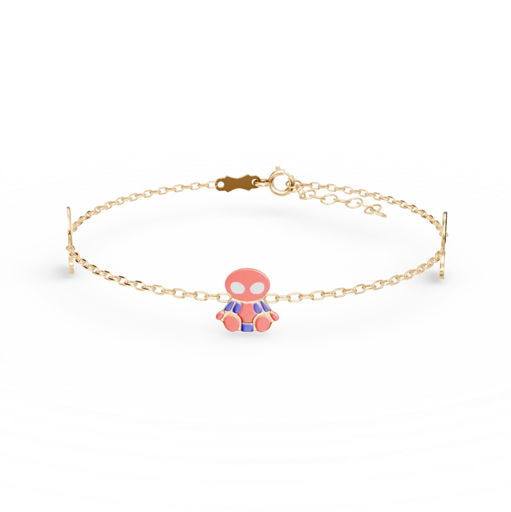 Bratara din aur galben cu pandantive supereroi pentru copii