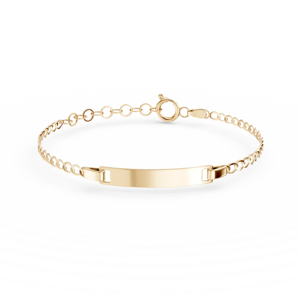 Bratara din aur galben cu placuta de gravare pentru copii