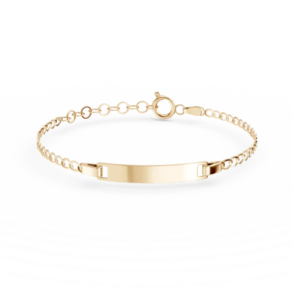 Bratara din aur galben cu placuta de gravare pentru copii