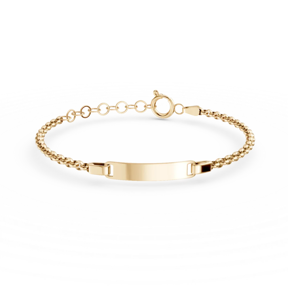 Bratara din aur galben cu placuta de gravare pentru copii