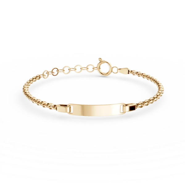 Bratara din aur galben cu placuta de gravare pentru copii