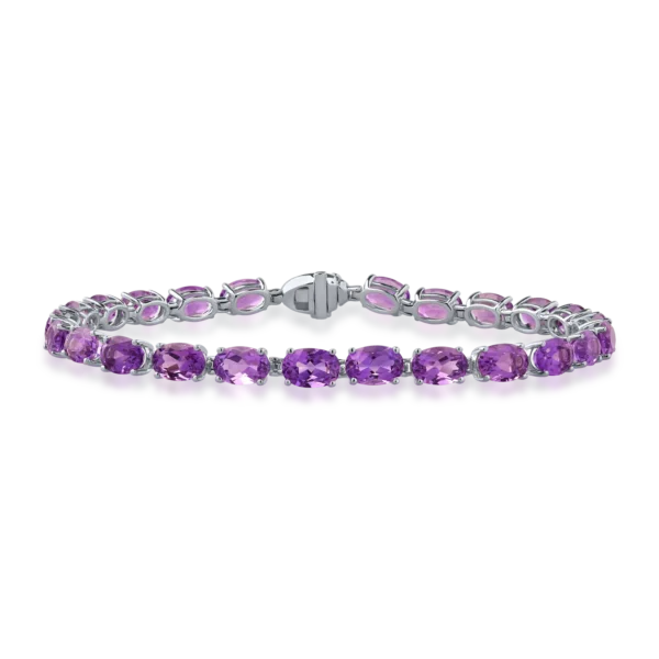 Bratara tennis din aur alb cu ametiste ovale de 11.6ct