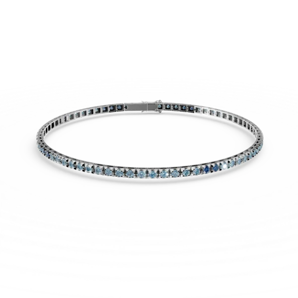 Bratara tennis din aur alb cu diamante albastre de 2ct