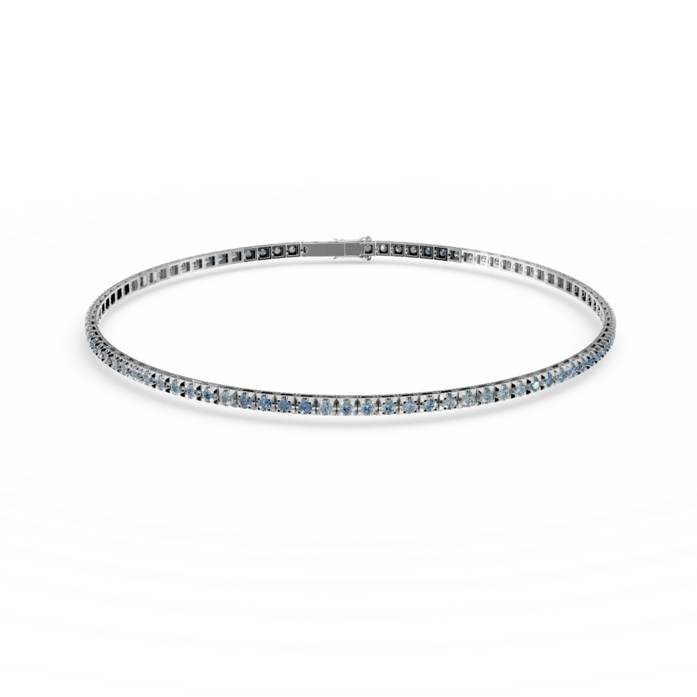 Bratara tennis din aur alb cu diamante albastre de 1.05ct