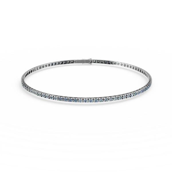 Bratara tennis din aur alb cu diamante albastre de 1.05ct