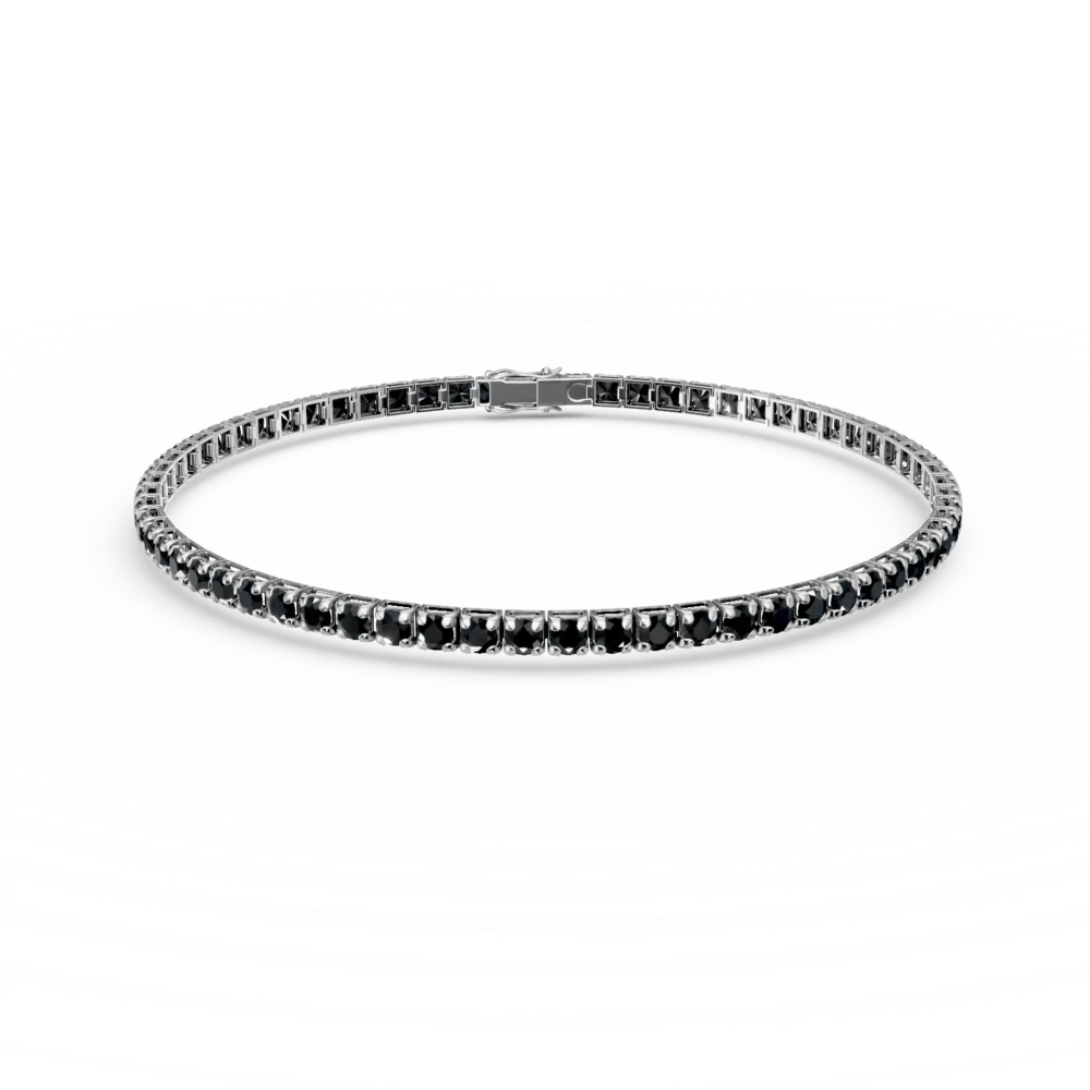 Bratara tennis din aur alb cu diamante negre de 6.7ct