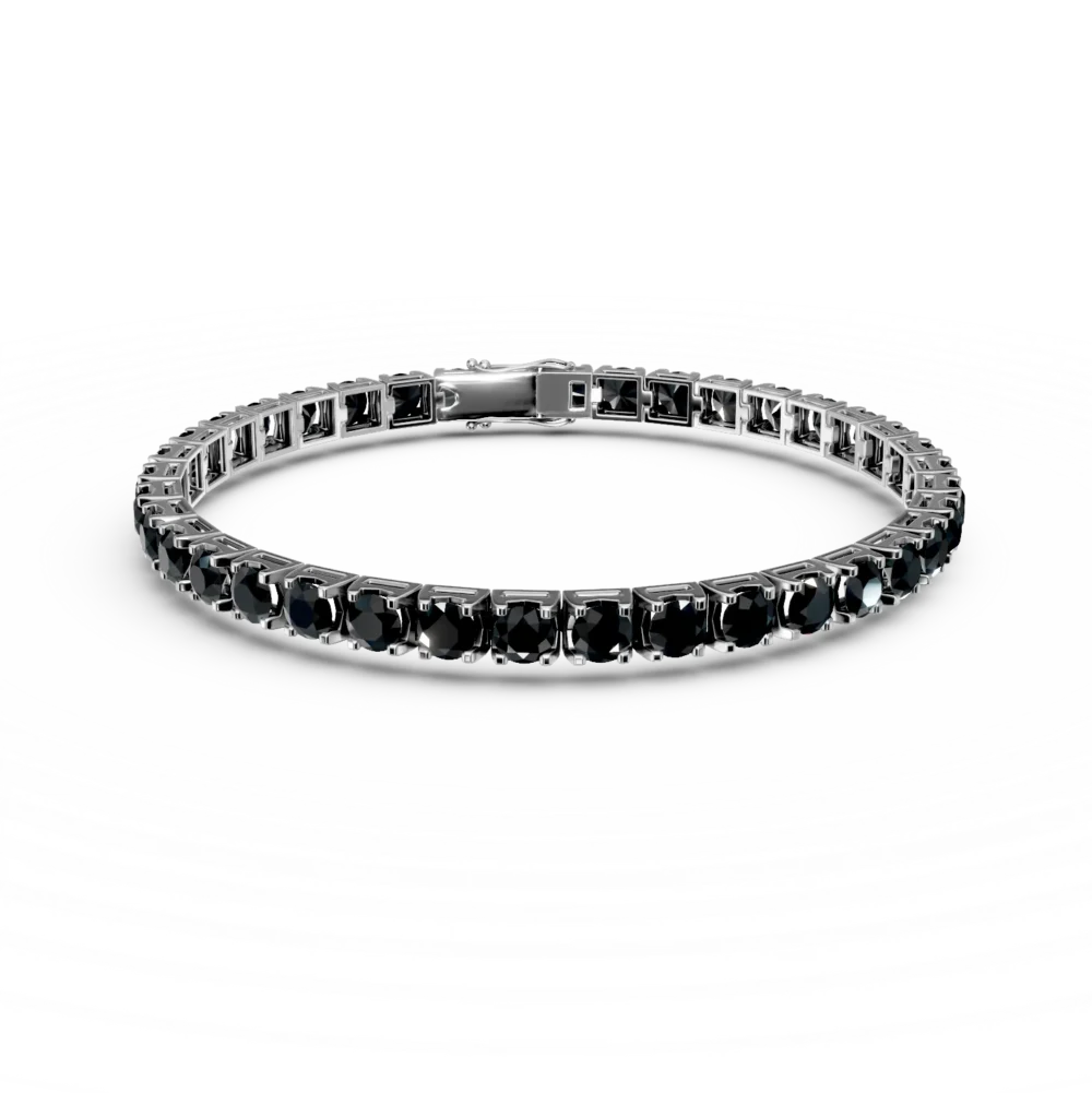 Bratara tennis din aur alb cu diamante negre rose de 12ct