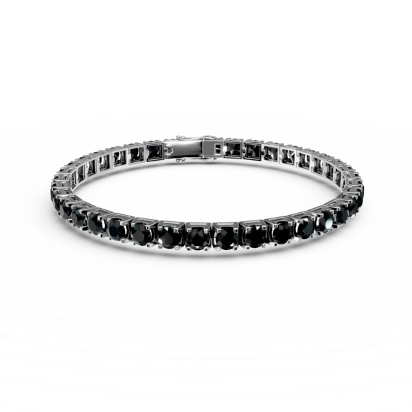 Bratara tennis din aur alb cu diamante negre rose de 12ct