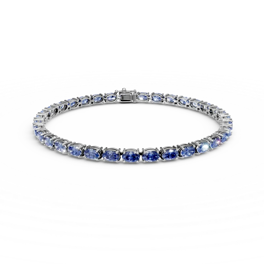 Bratara tennis din aur alb cu tanzanite ovale de 8.04ct