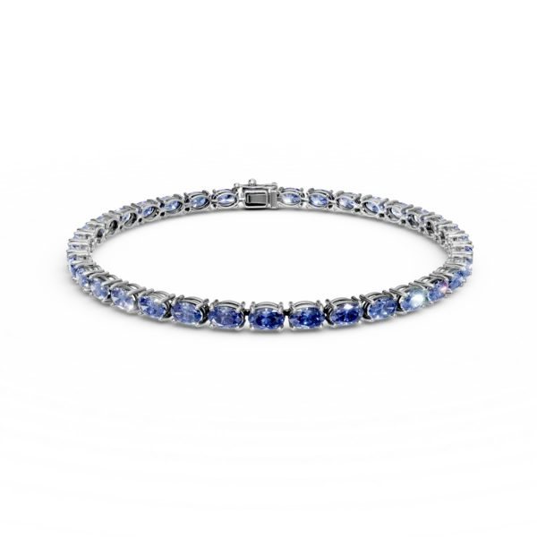 Bratara tennis din aur alb cu tanzanite ovale de 8.04ct