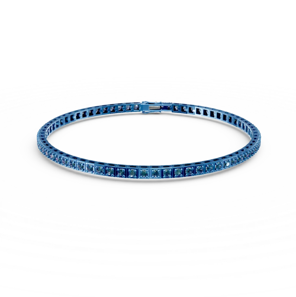 Bratara tennis din aur albastru cu diamante albastre de 0.9ct