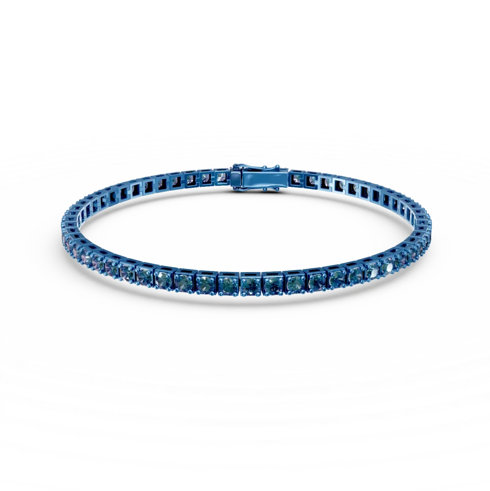 Bratara tennis din aur albastru cu diamante albastre de 5.2ct