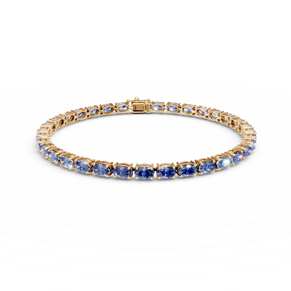 Bratara tennis din aur galben cu tanzanite ovale de 14.06ct