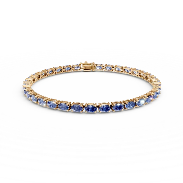 Bratara tennis din aur galben cu tanzanite ovale de 14.06ct