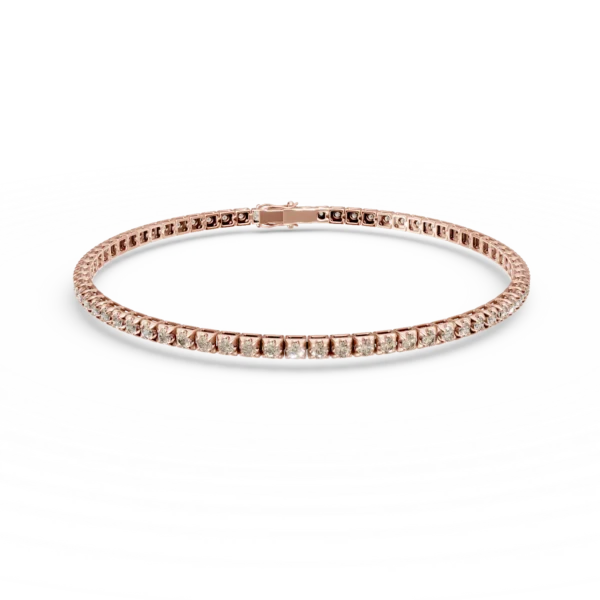 Bratara tennis din aur roz cu diamante maro de 1.6ct