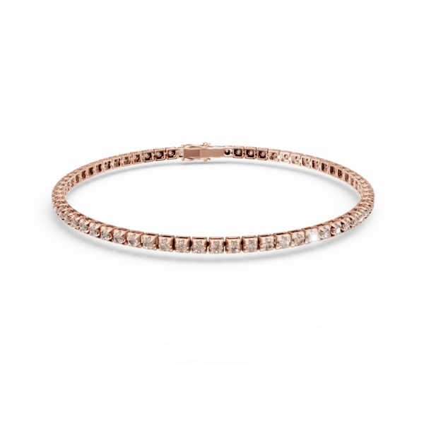 Bratara tennis din aur roz cu diamante maro de 1.5ct