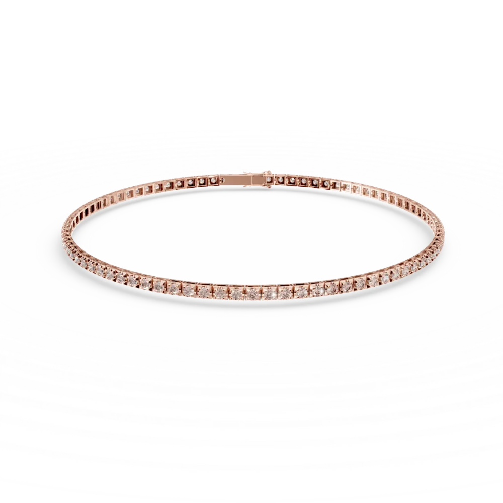 Bratara tennis din aur roz cu diamante maro de 1.6ct