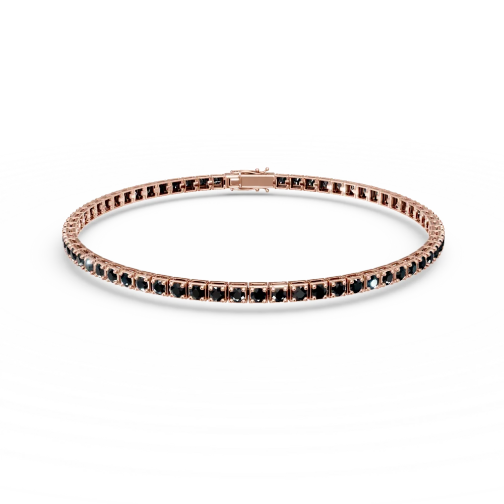 Bratara tennis din aur roz cu diamante negre de 3ct