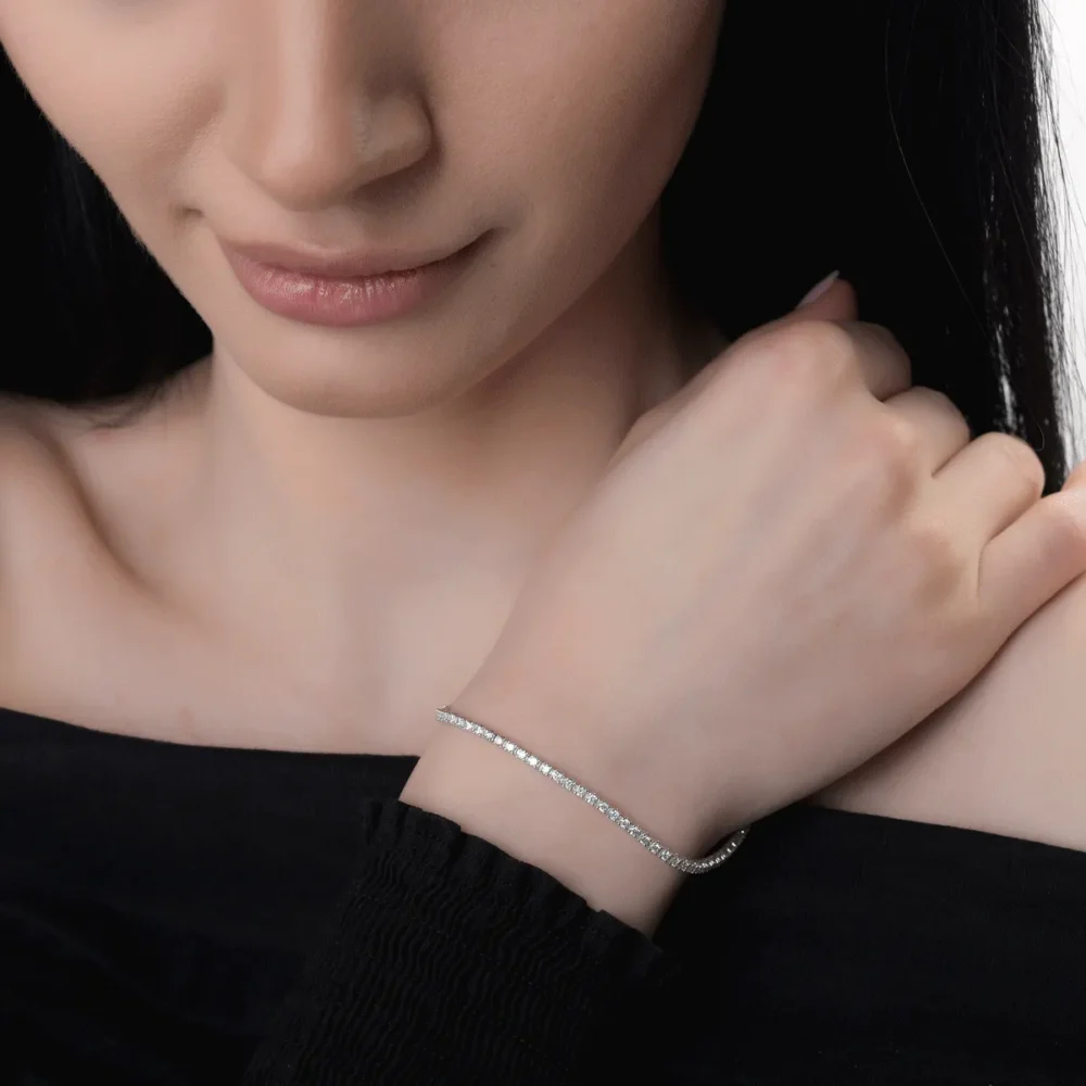 Bratara tennis din aur alb cu diamante de 1.42ct - imagine 2