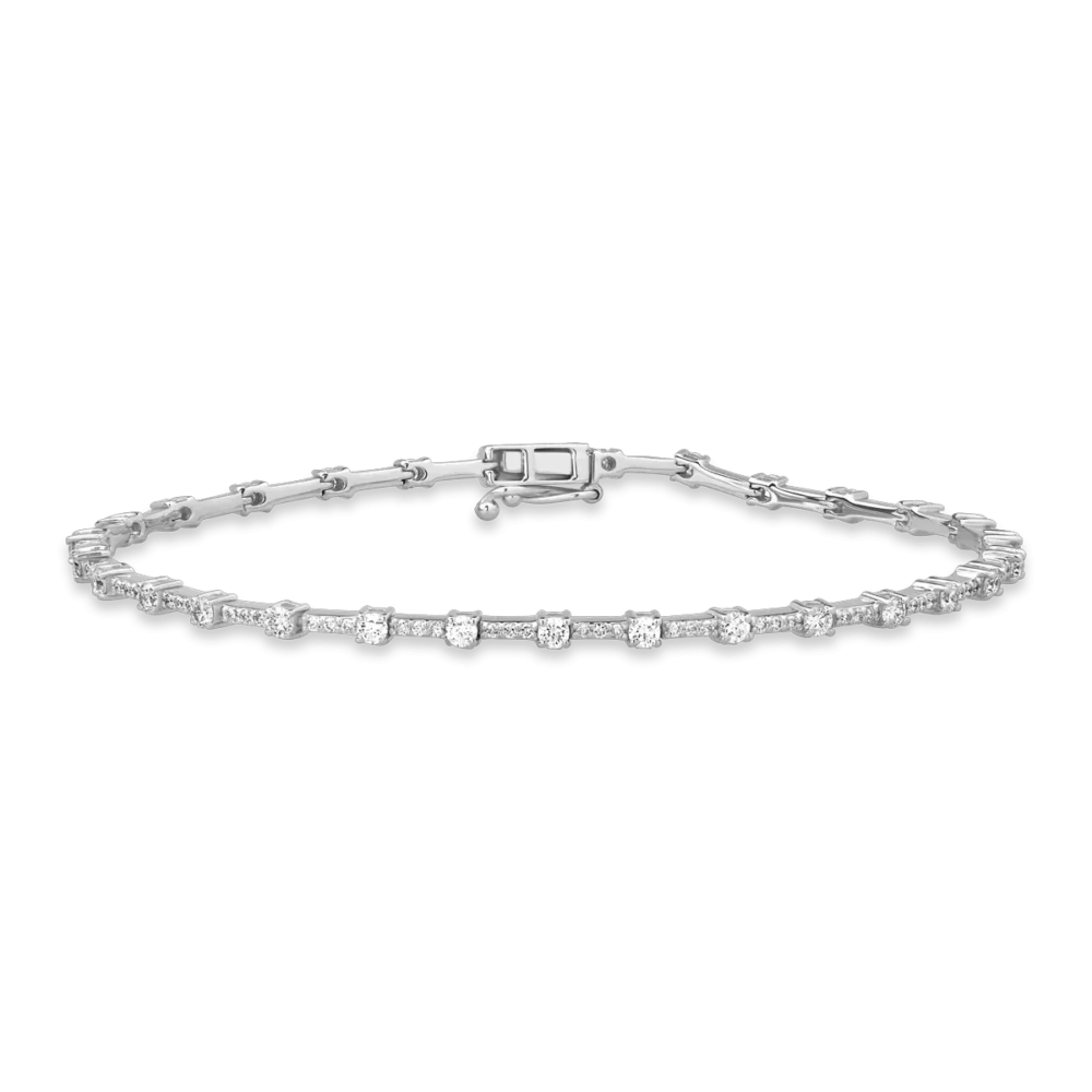 Bratara tennis din aur alb cu diamante de 1.48ct