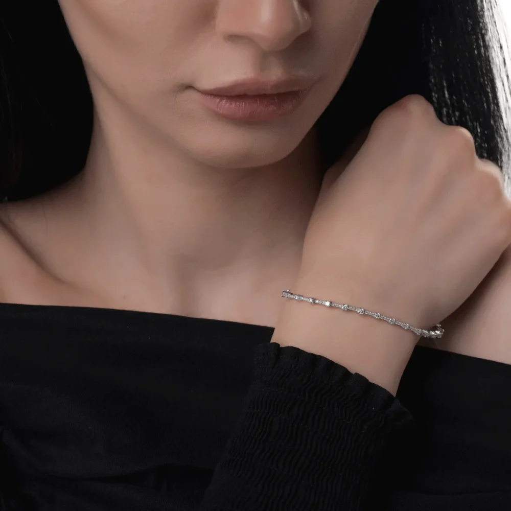 Bratara tennis din aur alb cu diamante de 1.48ct - imagine 2