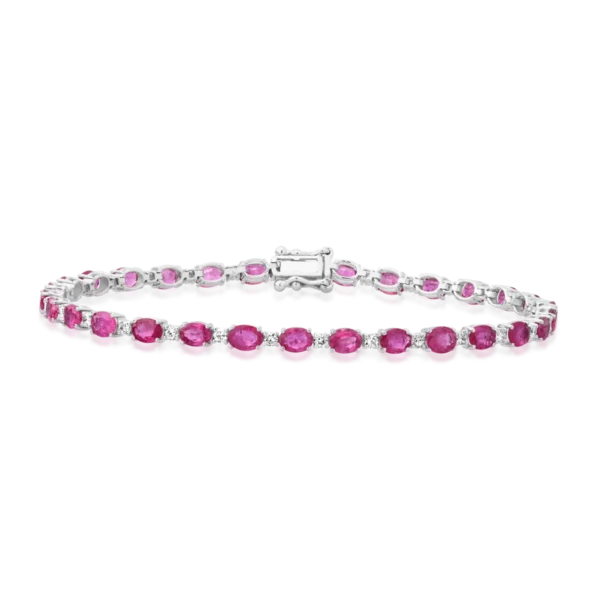 Bratara tennis din aur alb cu rubine ovale de 5.16ct si diamante de 0.66ct
