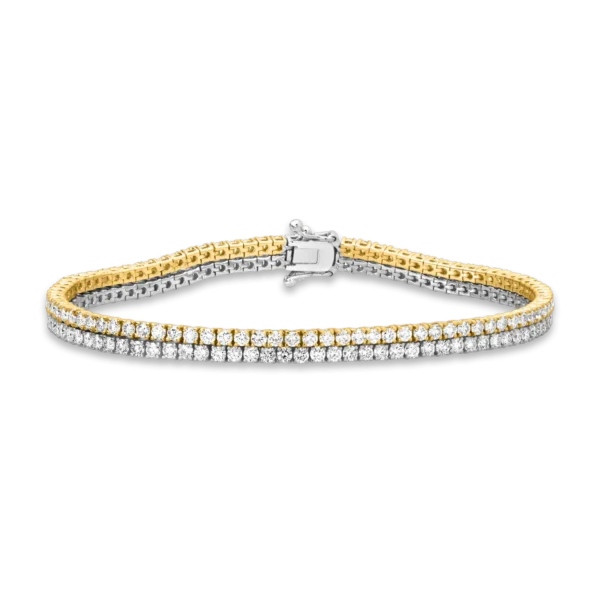 Bratara tennis din aur alb-galben cu diamante de 4.72ct