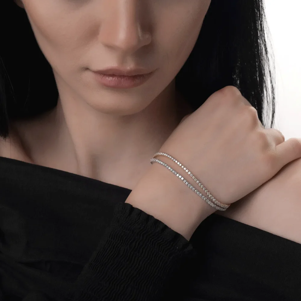 Bratara tennis din aur alb-galben cu diamante de 4.72ct - imagine 2