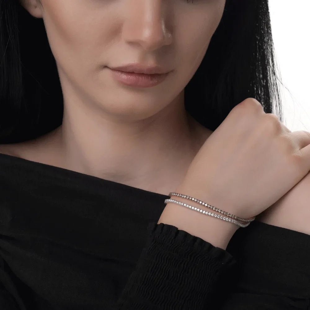 Bratara tennis din aur alb-roz cu diamante de 4.7ct - imagine 2